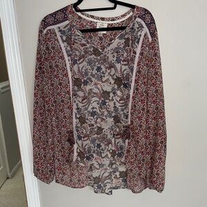 Knox Rose Floral Blouse in Red and Blue